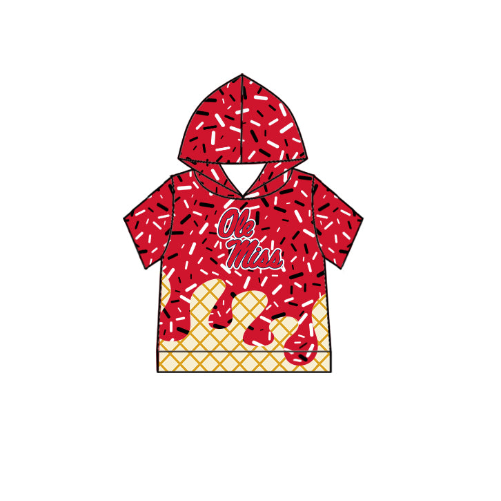 Custom summer teams baby girls clothes team red hooded long sleeve tops and short sleeve top and dress and pants and shorts-25.5.28