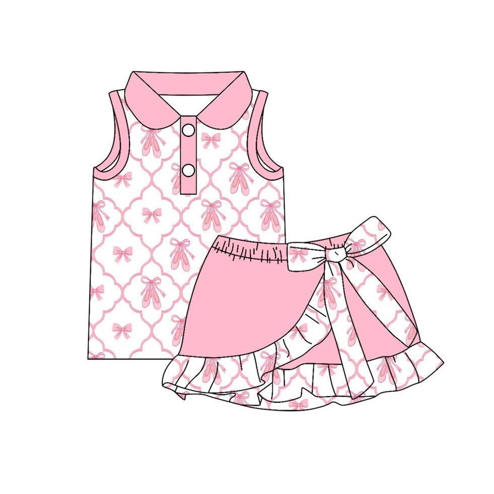 26.1.24 custom each style moq 5 eta 6-8week Sibling Sisters ballet shoes baby girl clothes short sleeve skirts sets 3 match family design
