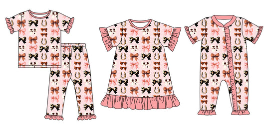 25.5.22 custom each style moq 5eta 4-6week Sibling Sisters bow baby girl short sleeve pants sets and dress and rompers match family design