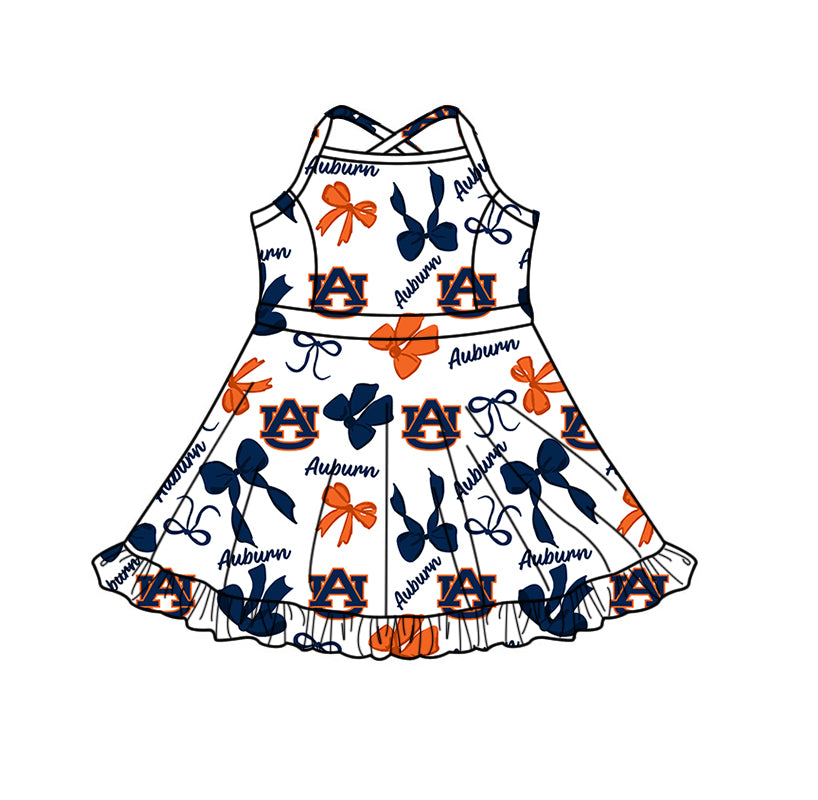 Custom moq 5 mix size milk silk summer teams Baby Girls Navy Blue Bow Vest Top Skirt Shorts Sets Sleeveless Yoga Knee Length Dresses Yoga Shorts