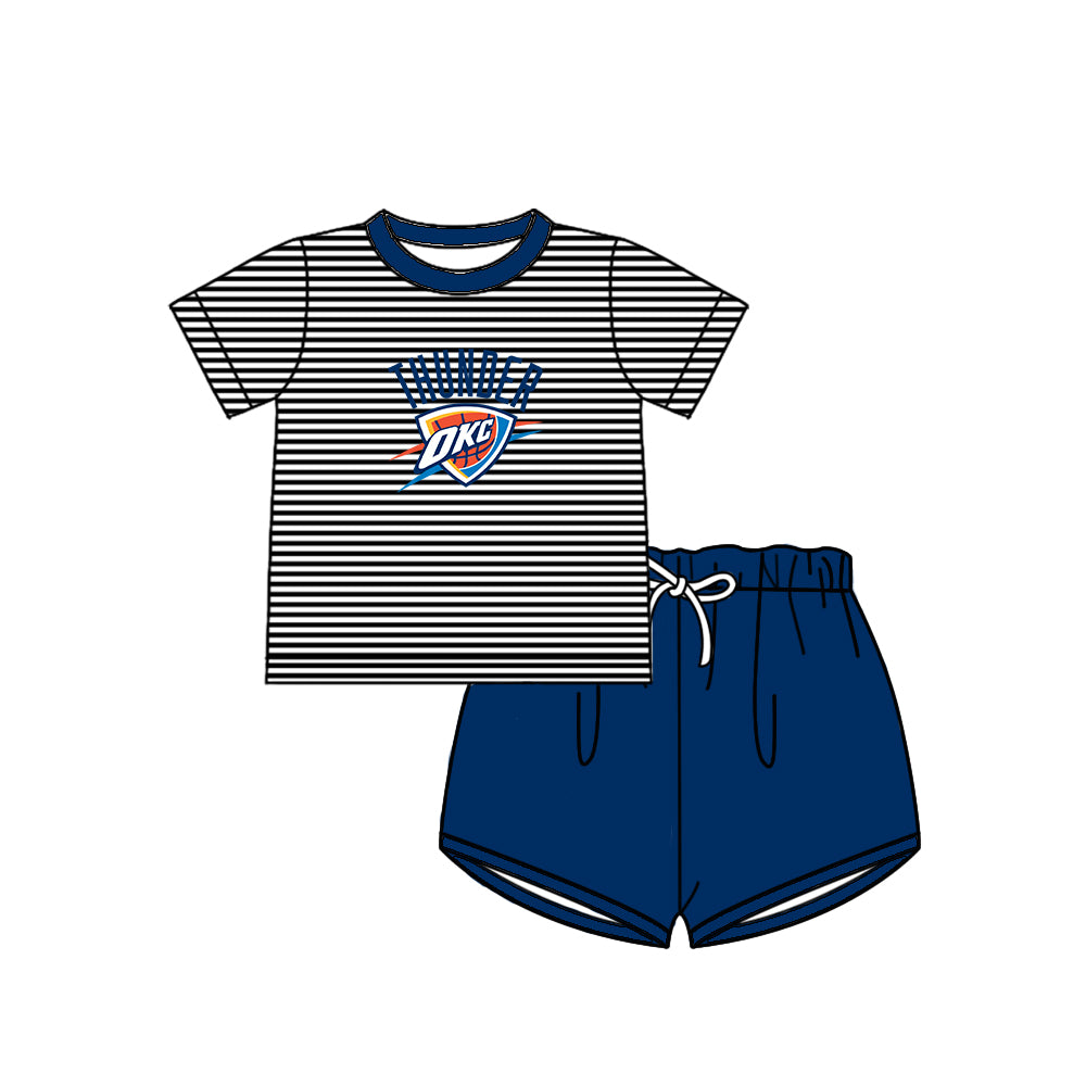 Custom moq 5 mix size milk silk summer teams baby girl boys clothes blue short sleeve shorts sets 2 and pants sets and rompers 2 series
