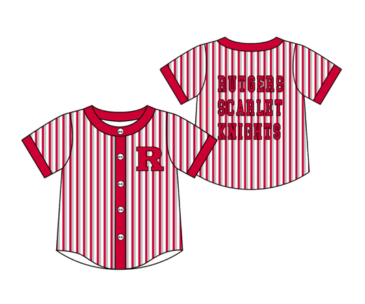 Custom moq 5 mix size milk silk summer teams Red Striped Short-Sleeved Button-Down Shirt for Baby Boy Summer Outfit
