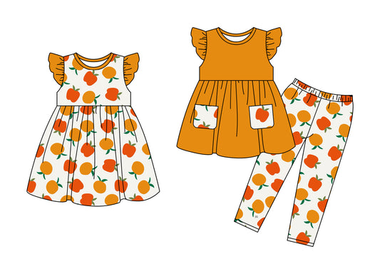 25.5.9 custom each style moq 5eta 4-6week Sibling Sister apple baby girl pants sets and dress match family design