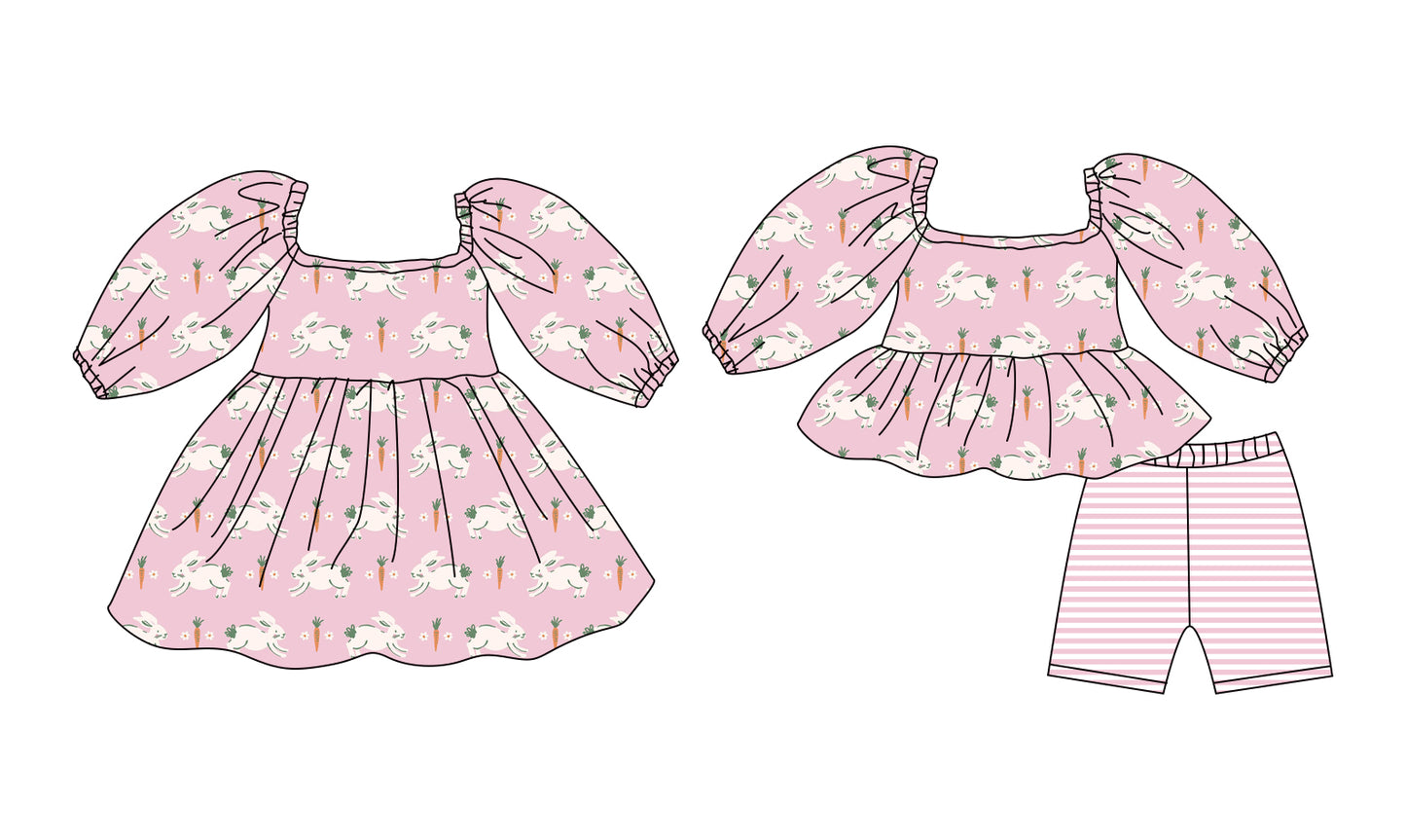 25.12.8 custom each style moq 5 eta 6-8week Sibling Sister bunny baby short sleeve shorts sets and dress match design