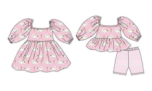 25.12.8 custom each style moq 5 eta 6-8week Sibling Sister bunny baby short sleeve shorts sets and dress match design