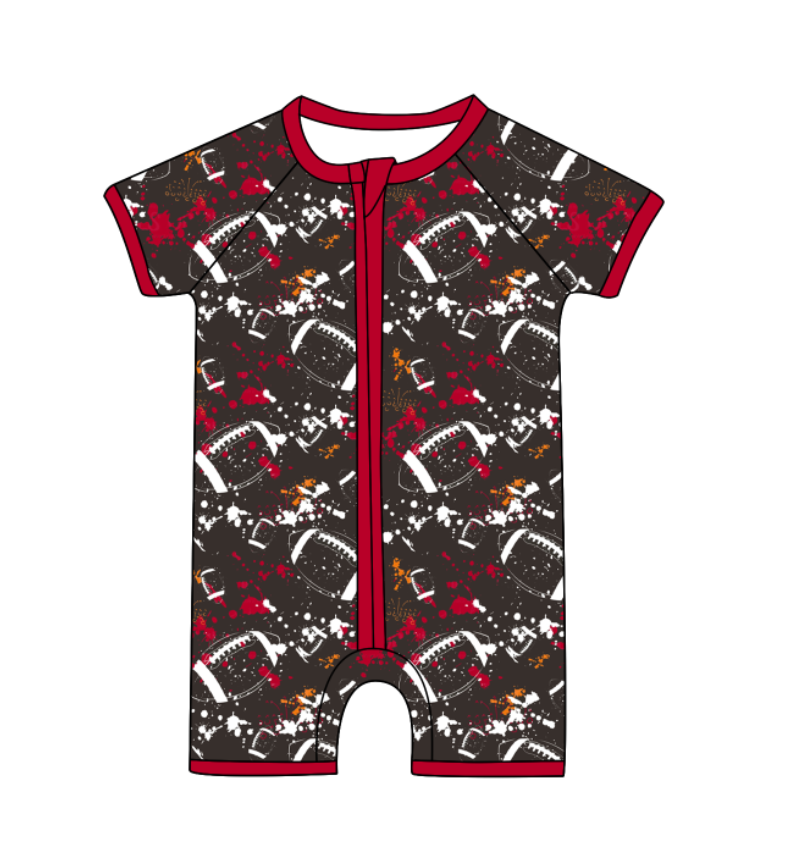 Custom moq 5 mix size milk silk summer teams Baby Football Short Sleeve Zipper  Romper