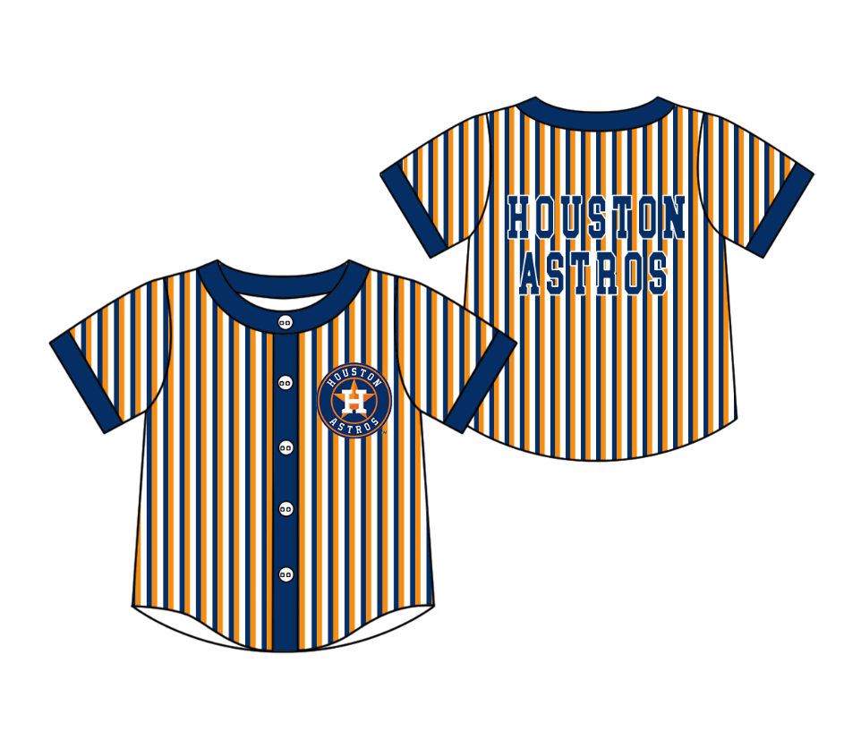 Custom moq 5 mix size milk silk summer teams Striped Navy Blue Short-Sleeved Button-Down Shirt for Baby Boy Outfit