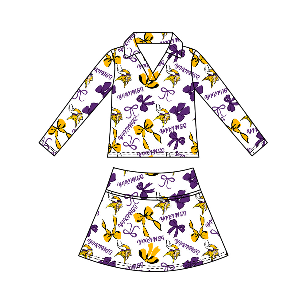 Custom moq 5 mix size milk silk summer teams Girls Yellow Polka Dot Top Shorts Set Top Skirt Short Set Zipper Pullover Jogger Pants Set Pullover Tops