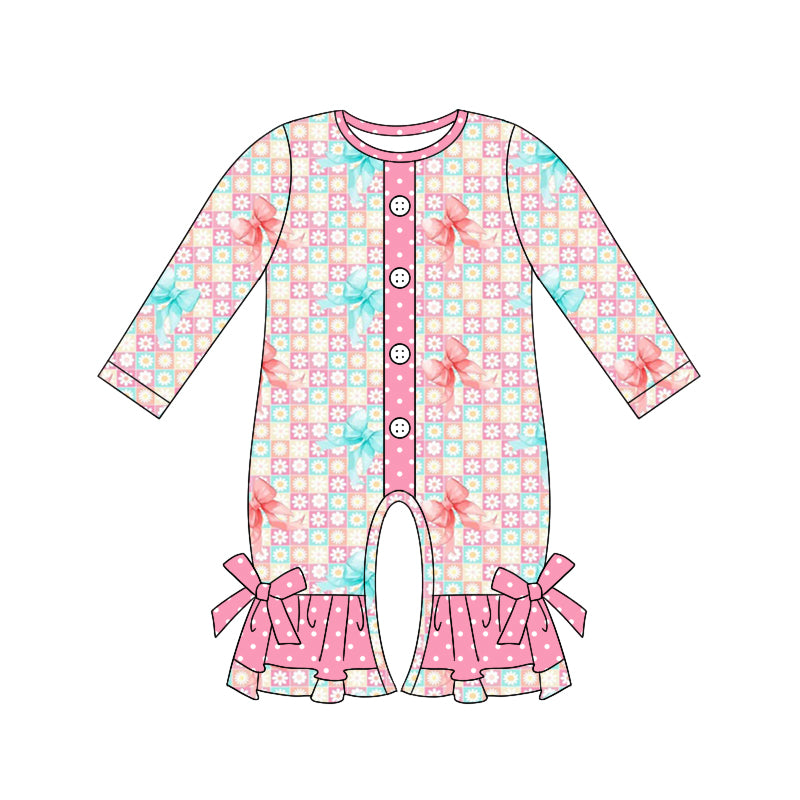 7.27 custom each style moq 5eta 4-6week Sibling Sister floral bow pink baby girls sets and dress and rompers match family design