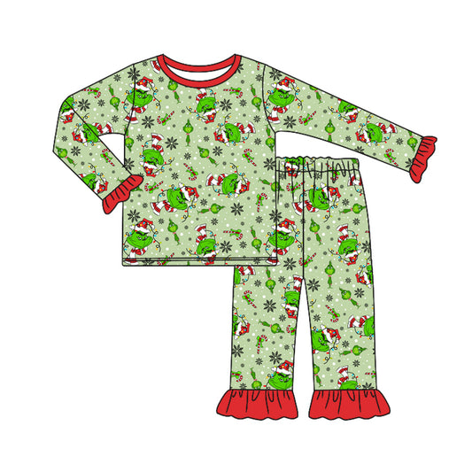 9.18 custom each style moq 5eta 4-6week Sibling Sister Christmas green baby girls sets and rompers match family design