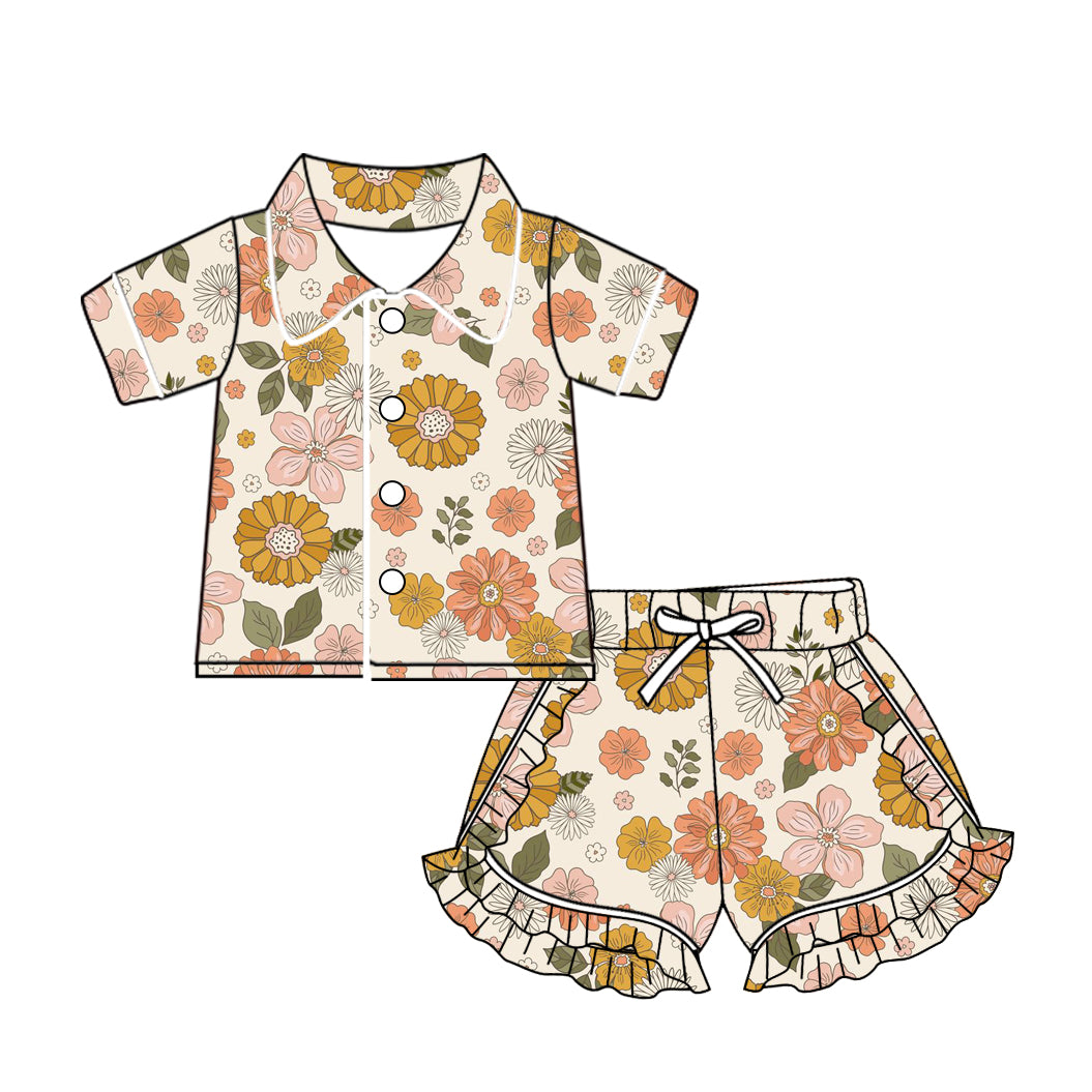 10.21 custom each style moq 5eta 4-6week baby kids clothes floral short sleeve shorts pajamas sets