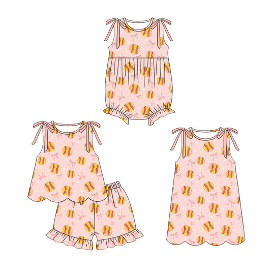 3.23  Custom moq 5 mix size Sibling Baby Girl's Pink Sleeveless Top And Short Set Cute Romper Dress for Summer