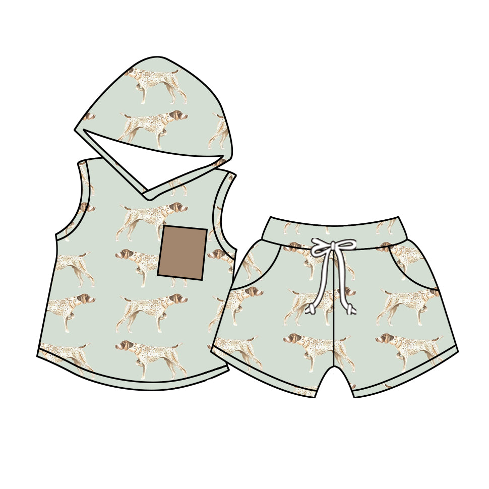 10.28 custom each style moq 5eta 4-6week baby kids clothes puppy hooded short sleeve shorts pajamas sets