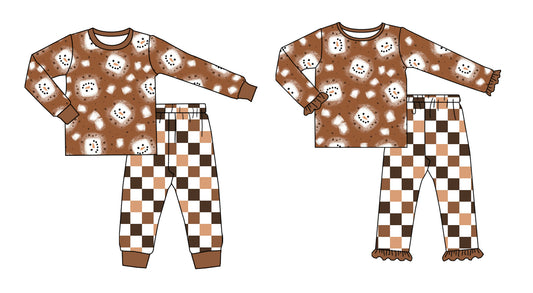 25.6.27 custom each style moq 5eta 4-6week Sibling Sisters baby girl long sleeve pants sets 1 and sets 2 match family design