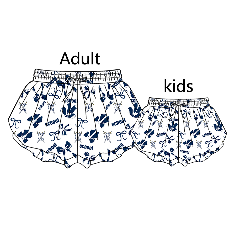 custom moq 5 mix size MSD072202 Kids And Adult Bows Print Yoga Shorts Active Team Bottoms