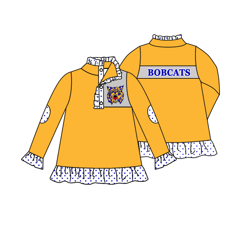 custom moq 5 mix size MSD071102 Baby Girls Casual Long Sleeve Zip Front Pullover Team Top