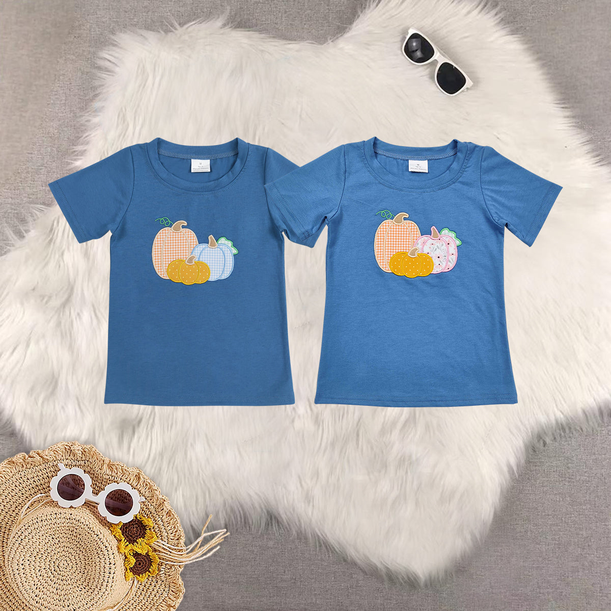 RTS NO MOQ Sibling Baby boys halloween short-sleeved tops
