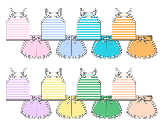 4.16 custom each style moq 5eta 4-6week Sibling Sister striped baby girls short sleeve set 1 and set 8 match design