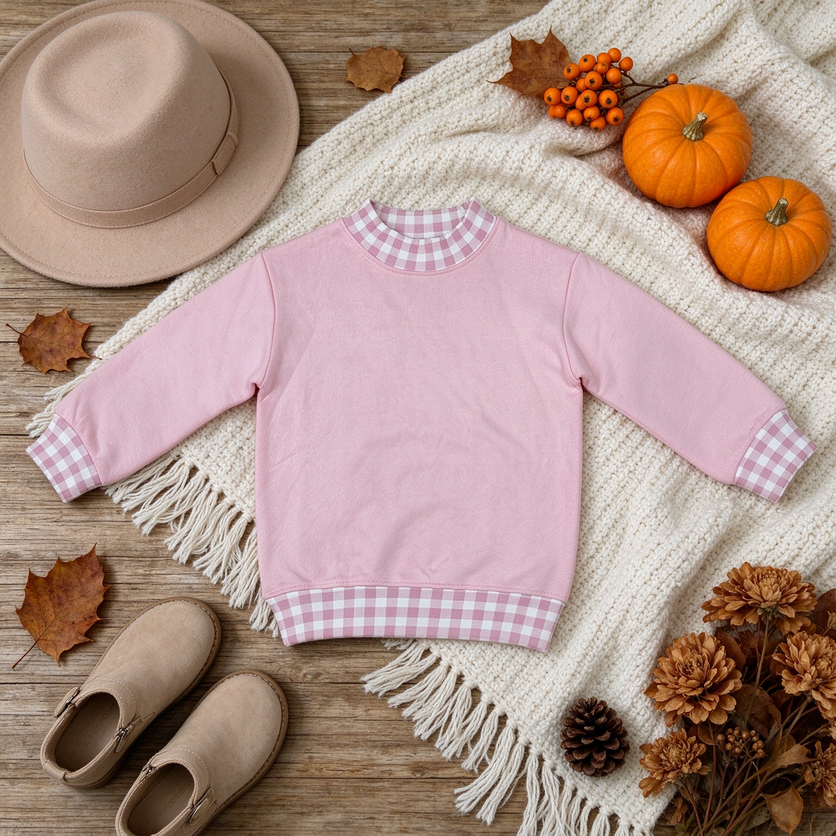 NEW RTS NO MOQ fleece GT1798 Sweatshirt Material Kids Girls Pink Long Sleeve Fall T‑shirts Casual Tops