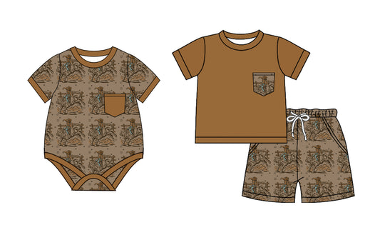 2.22 custom each style moq 5eta 4-6week Sibling Sister baby boy short sleeve shorts sets and romper match design