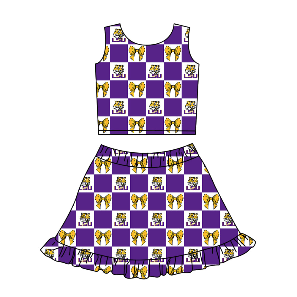 Custom moq 3 or 5 mix size milk silk summer teams baby girl clothes purple sleeveless skirts sets 3 and dresss and shorts-26.1.19