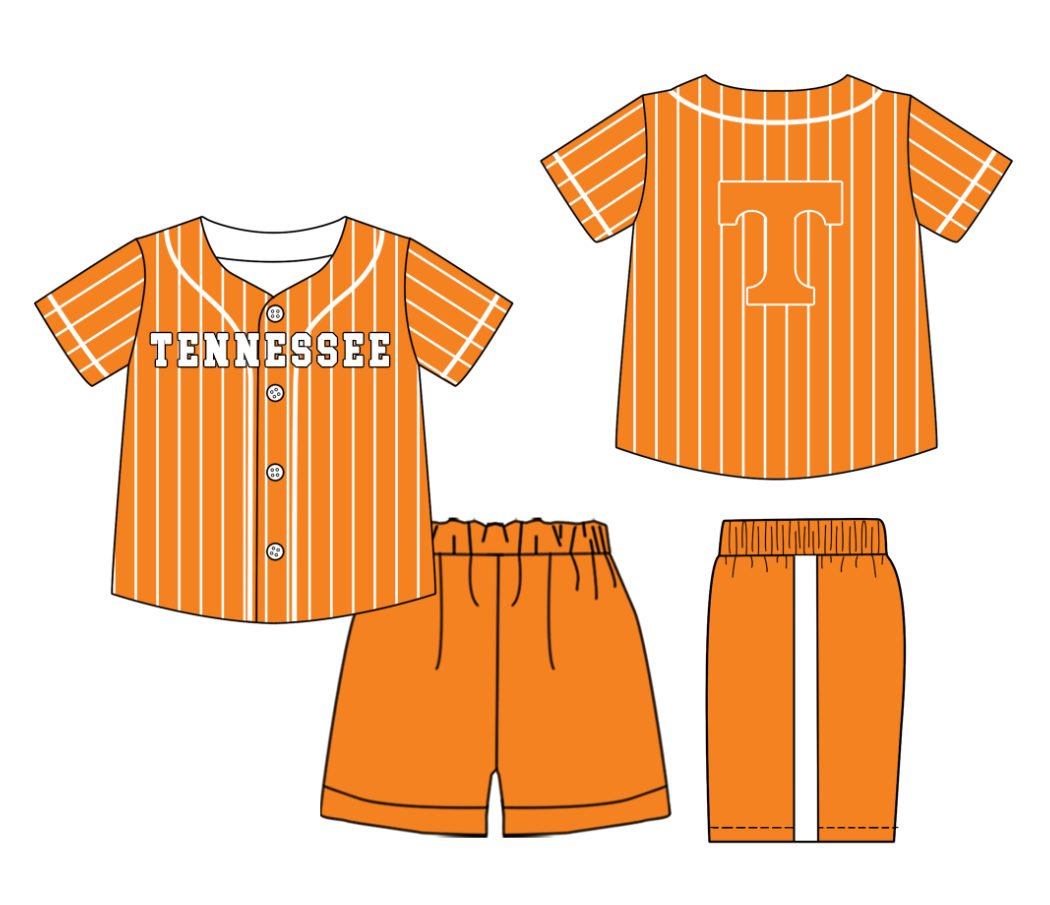 Custom moq 3 or 5 mix size milk silk summer teams baby boy clothes orange short sleeve shorts sets-26.1.19