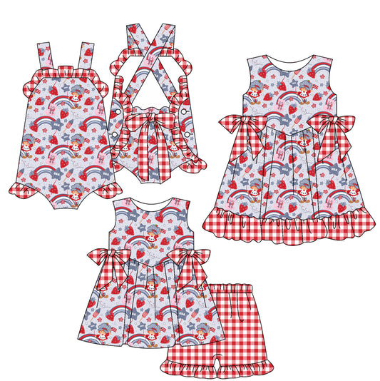 25.12.29 custom each style moq 5 eta 6-8week Sibling Sister baby short sleeve shorts sets and romper and dress match design