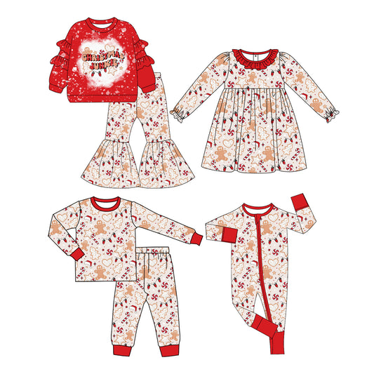 25.7.3 custom each style moq 5 eta 4-6week Sibling Sisters Christmas baby girl long sleeve pants sets 1 and sets 2 and romper and dress match family design