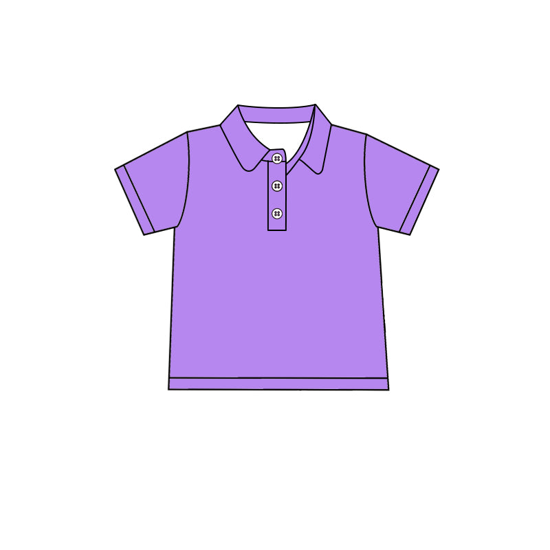 Custom moq 5 boys Blank Cotton short-sleeved polo shirt Lavender Short-Sleeve Polo Shirt