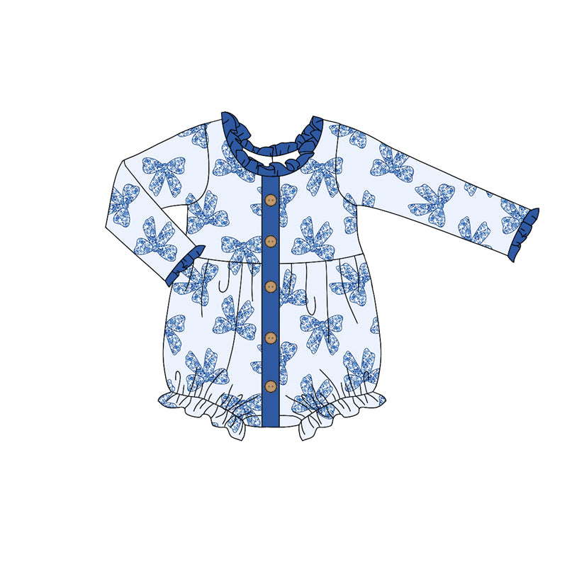 10.3 custom each style moq 5eta 4-6week Sibling Sister bow blue baby girl sets and dress and rompers match family design