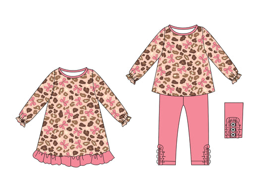 25.6.11 custom each style moq 5eta 4-6week Sibling Sisters bow baby girl long sleeve pants sets and dress match family design