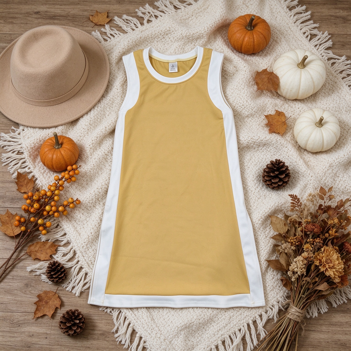 NEW RTS NO MOQ yoga fabric cotton GSD4254 Yoga Baby Girls Separate Shorts Solid White Yellow Sleeveless Yoga Knee Length Dress
