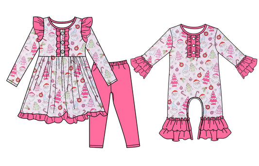 25.7.15 custom each style moq 5eta 4-6week Sibling Sister Christmas baby girl long sleeve pants sets and rompers match family design