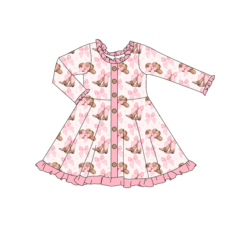 9.14 custom each style moq 5eta 4-6week Sibling Sister boots bow pink baby girl sets and dress and rompers match family design