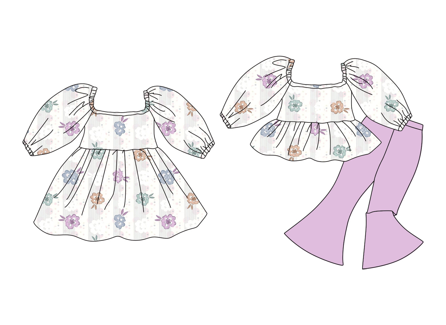 25.12.10 custom each style moq 5 eta 6-8week Sibling Sister floral baby short sleeve pants sets and dress match design