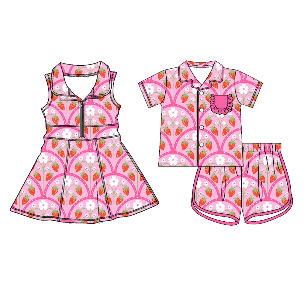26.1.23 custom each style moq 5 eta 6-8week Sibling Sister strawberry baby short sleeve shorts sets and dress match design