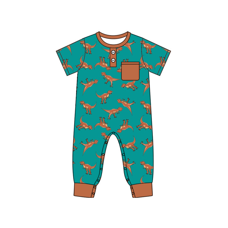 10.15 custom each style moq 5eta 4-6week Sibling Sister dinosaur brown baby boys short sleeve sets and rompers match design