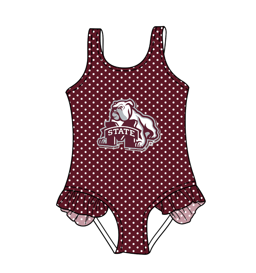 Custom moq 5 mix size milk silk summer teams Dark Red Baby Girl Sleeveless Polka Dot Lace Onesie Swimsuit Cute Summer Beachwear for Little Girls