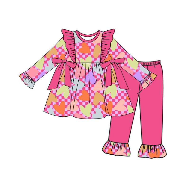 10.18 custom each style moq 5eta 4-6week Sibling Sister love pink baby girl sets and rompers match family design