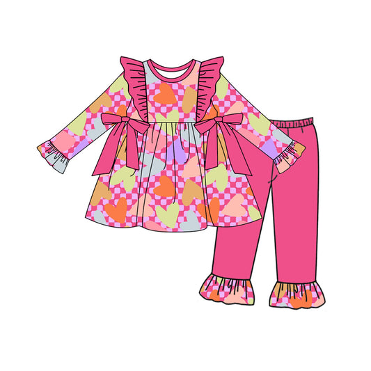 10.18 custom each style moq 5eta 4-6week Sibling Sister love pink baby girl sets and rompers match family design