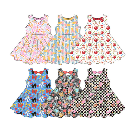 3.4 Custom moq 5 mix size Sibling Baby Girl's Back To School Sleeveless Dress Cute Toddler Girls' Summer Casual Dress