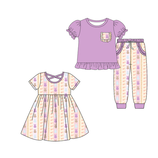 25.9.16 custom each style moq 5eta 6-8week Sibling Sisters bunny baby girl short sleeve pants sets and dress match family design