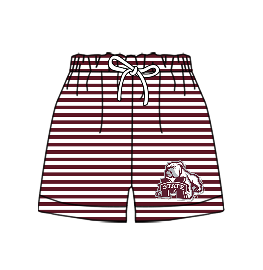 Custom moq 5 mix size milk silk summer teams Baby Red Striped Drawstring Shorts for Children Elastic Waist Kids Summer Shorts