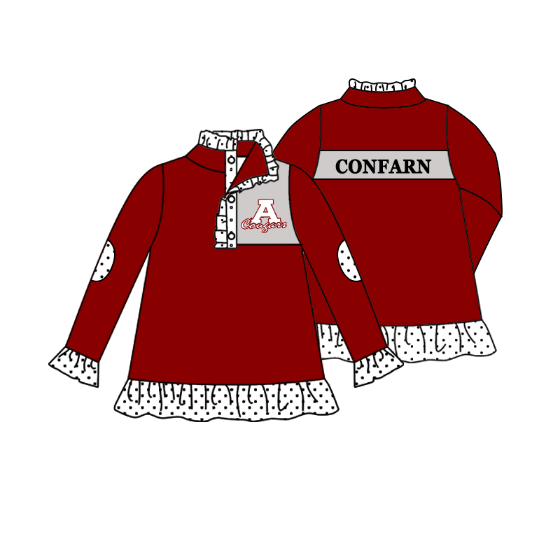 custom moq 5 mix size MSD070602 Baby Girls Long Sleeve Zip Up Team Pullover Jackets Tops