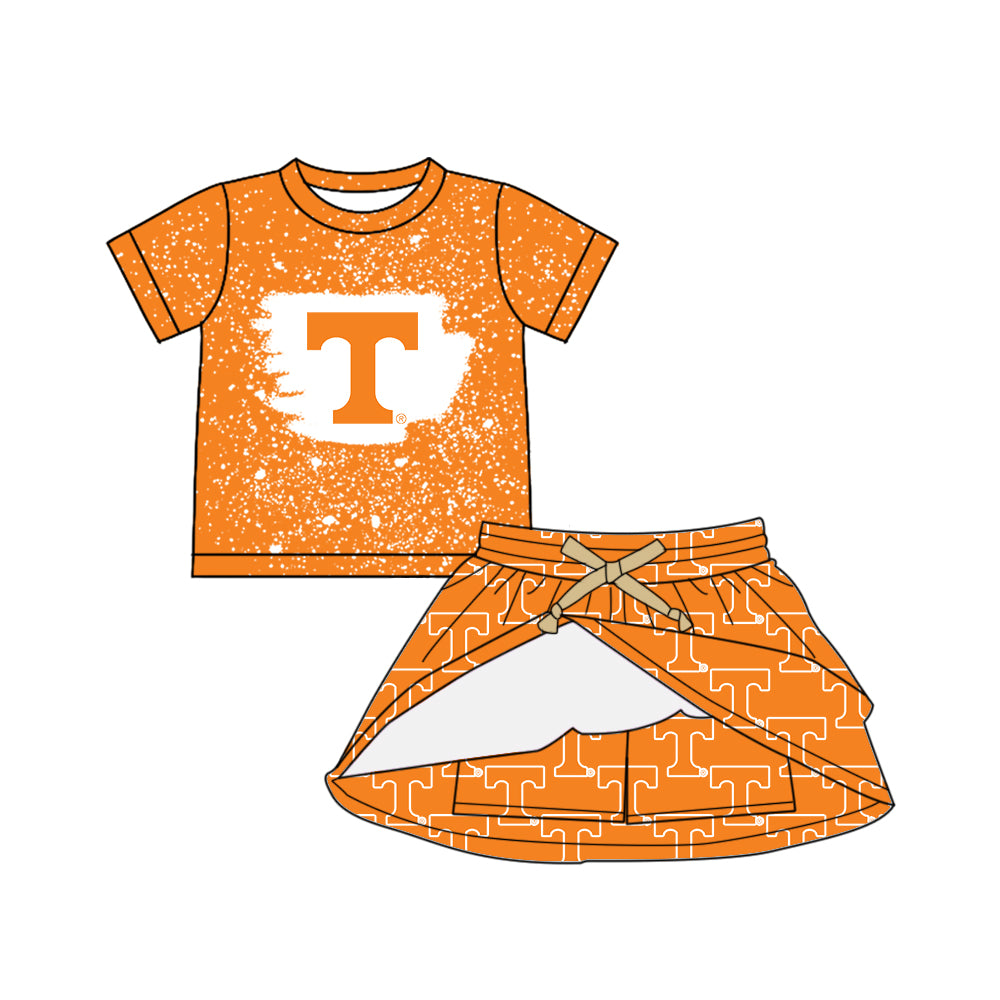 Custom moq 5 mix size milk silk summer teams baby girls clothes team orange sleeveless shorts sets and skirts sets and dress and jumpsuit-25.7.15