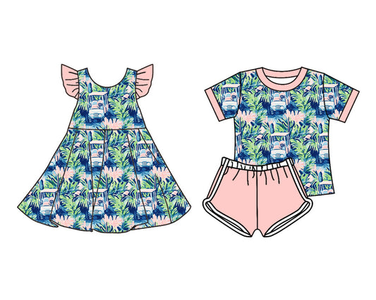 25.10.17 custom each style moq 5 eta 6-8week Sibling Sister baby short sleeve shorts sets and dress match design