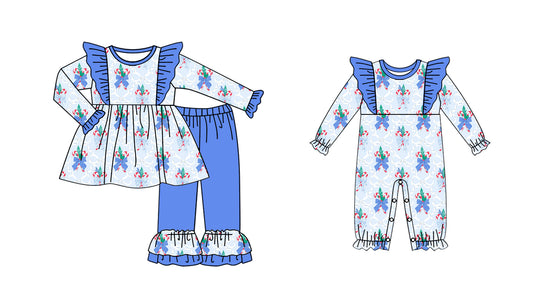 25.5.19 custom each style moq 5eta 4-6week Sibling Sisters Christmas bow baby girl long sleeve pants sets and rompers match family design