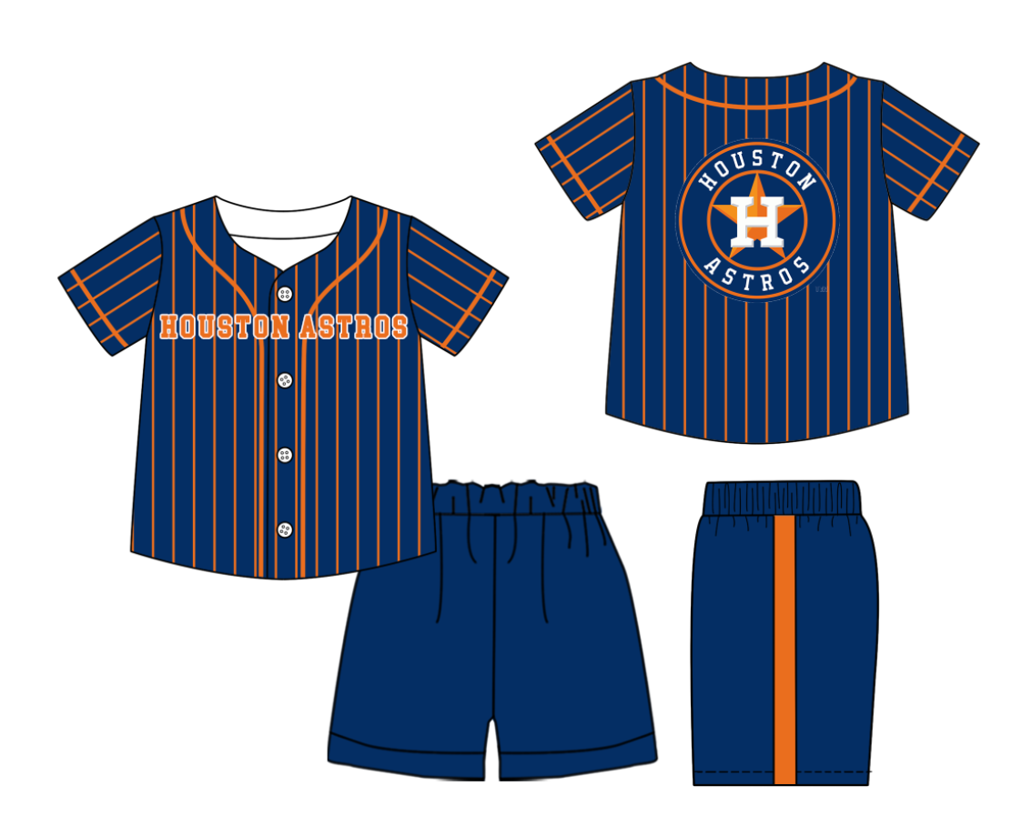 Custom moq 3 or 5 mix size milk silk summer teams baby boy clothes dark blue short sleeve shorts sets-26.1.20
