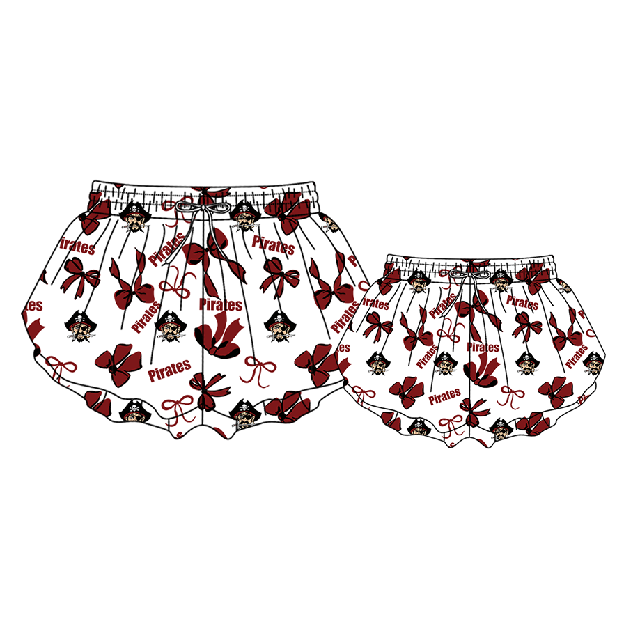 custom moq 5 mix size MSD072102 Kids And Adult Bows Print Yoga Shorts Active Wear Team Bottoms