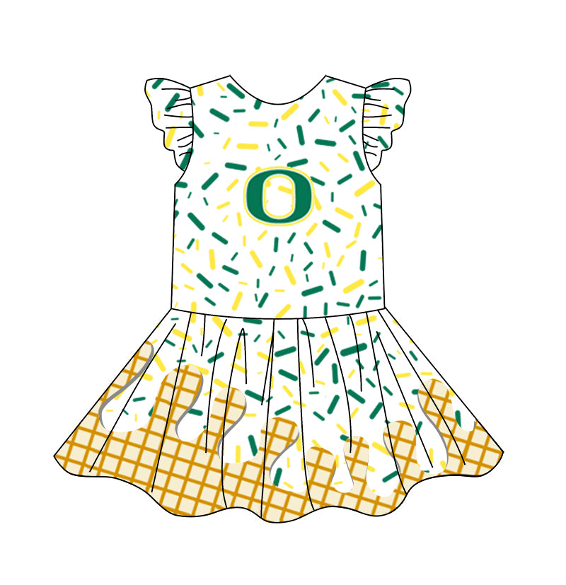 custom moq 3 eta 6-7weeks baby girls clothes team flying Sleeves Dress